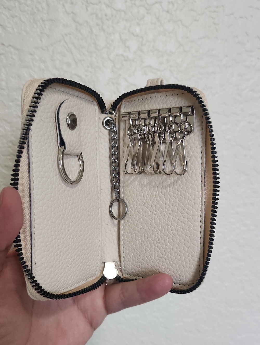 Zip Key Case Wallet in Cream